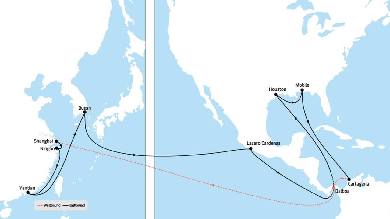 TP15 - Asia to North America service map