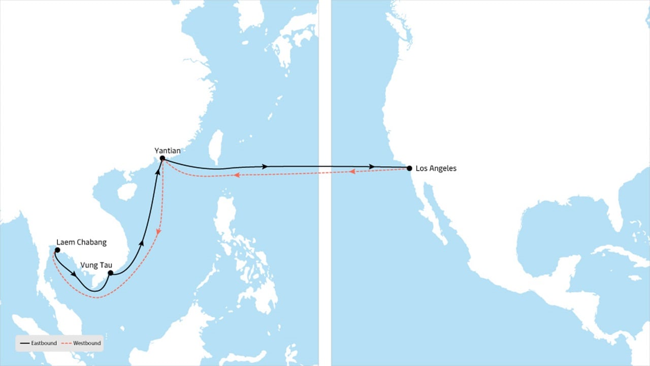 TP6 - Asia to North America service map