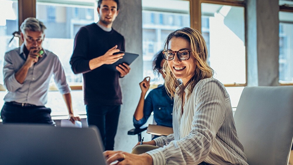  The team is in discussions about the projects.