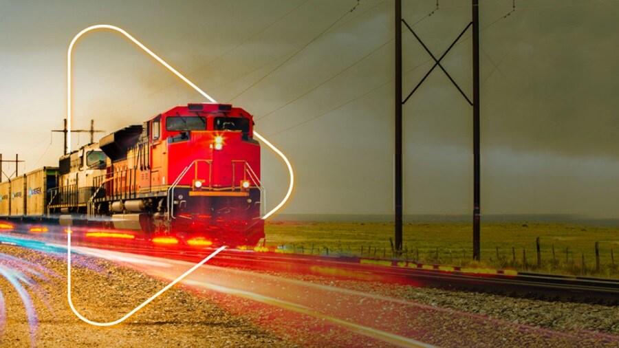 Train Running through play button