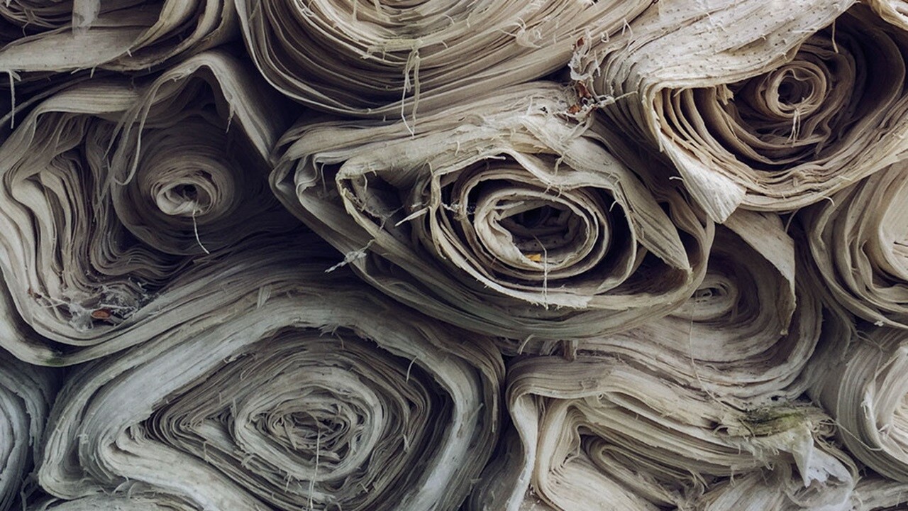 Rolls of unused textiles