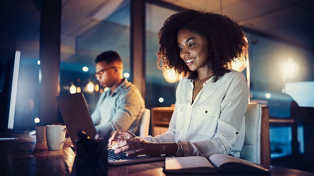 Young professional woman on a laptop