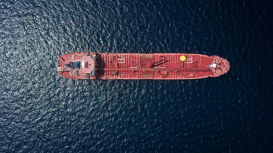 Aerial photography of tanker ship