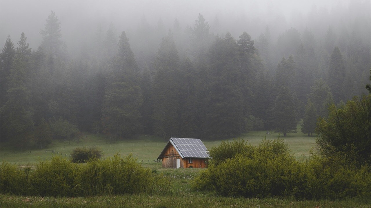 Brown and black solar panel house