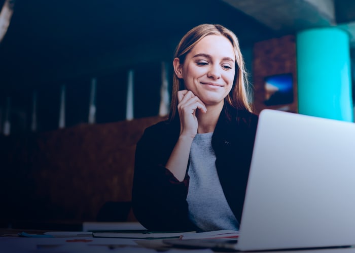 Female working on her laptop