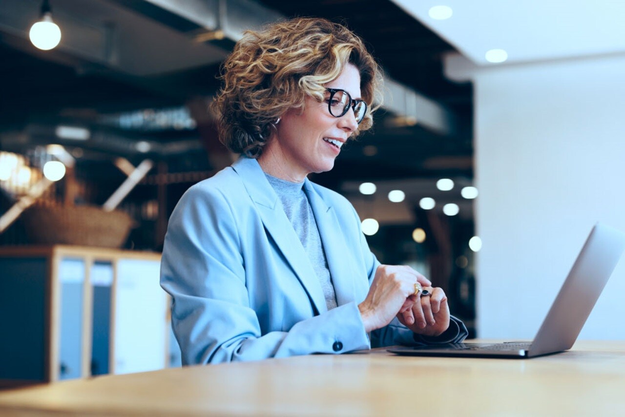 Female looking at her laptop
