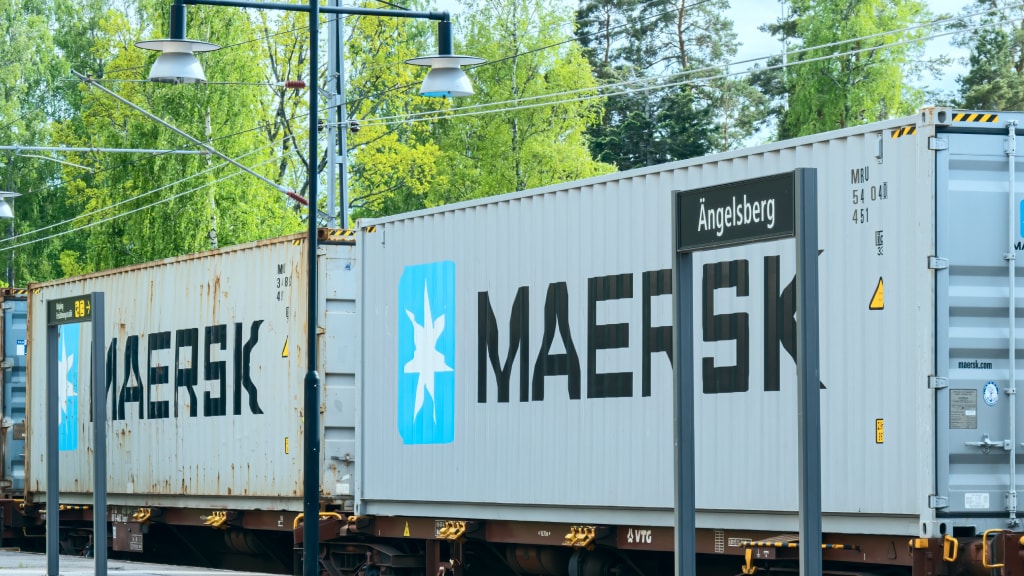 Inland rail transport services - Close-up of cargo containers.