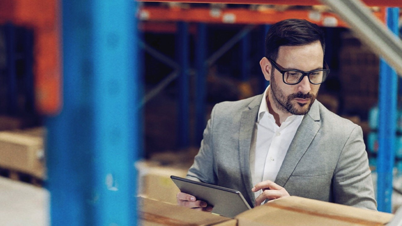 A man working on a tablet