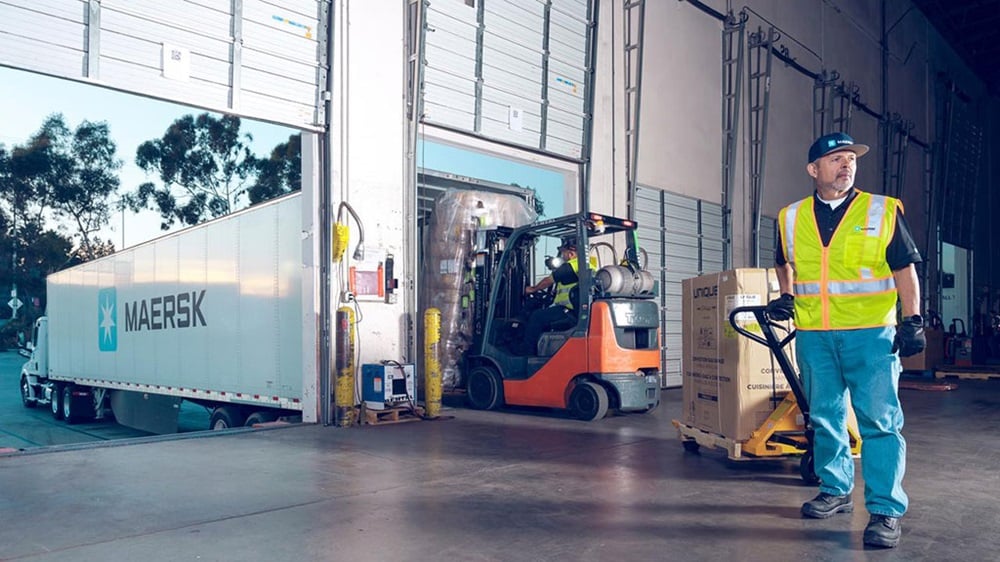 Middle Mile deliveries and warehouse images with truck