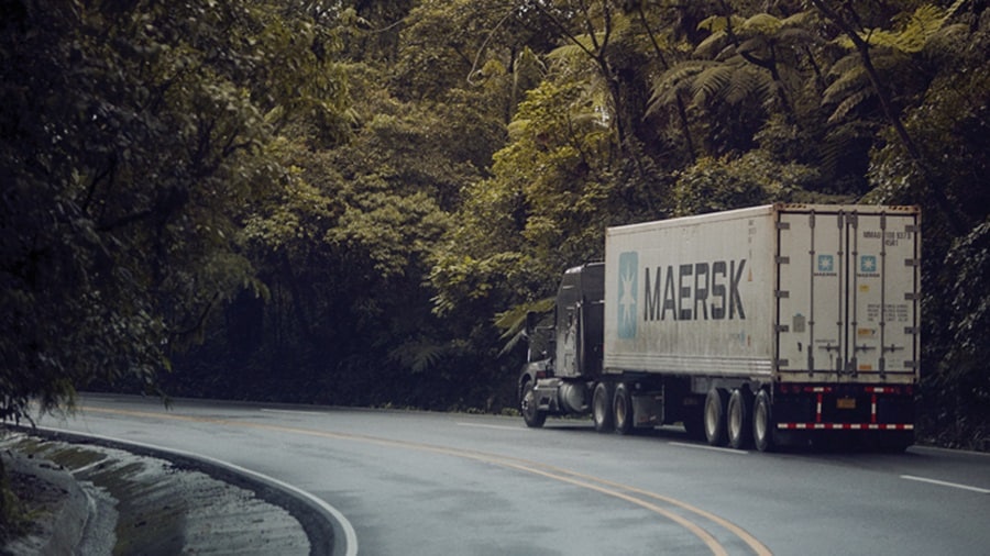 A Maersk truck carrying relief goods like food and equipment to conflict zones in African countries.