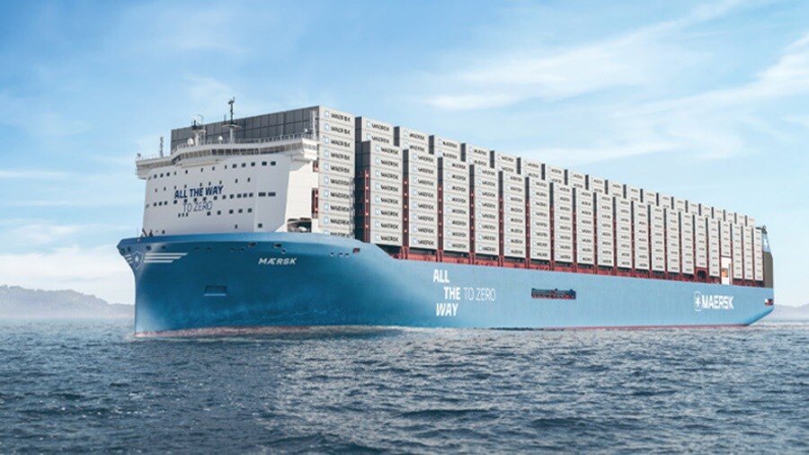 Maersk vessel with multiple container in an ocean