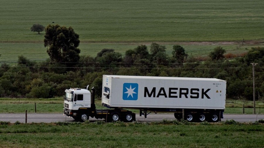 Maersk truck moving on road