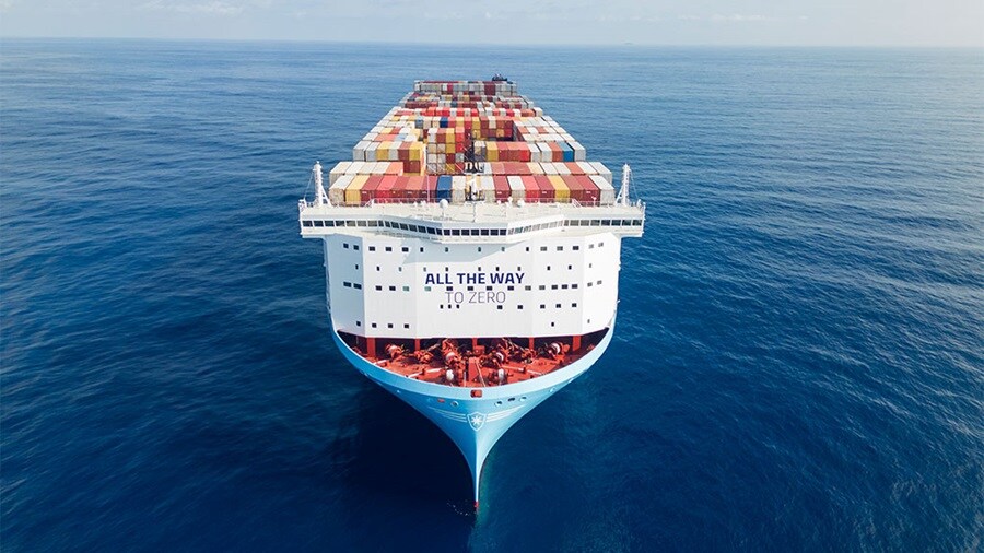 Mearsk methanol vessel in an ocean