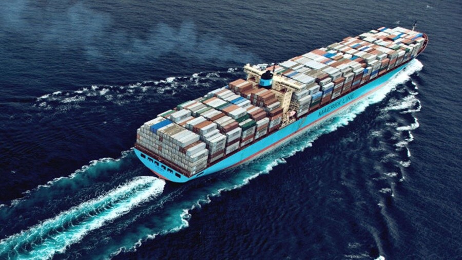 Maersk vessel with containers