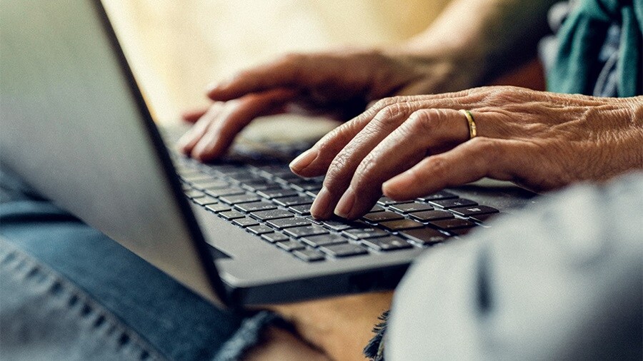 Person online shopping in Eastern Europe