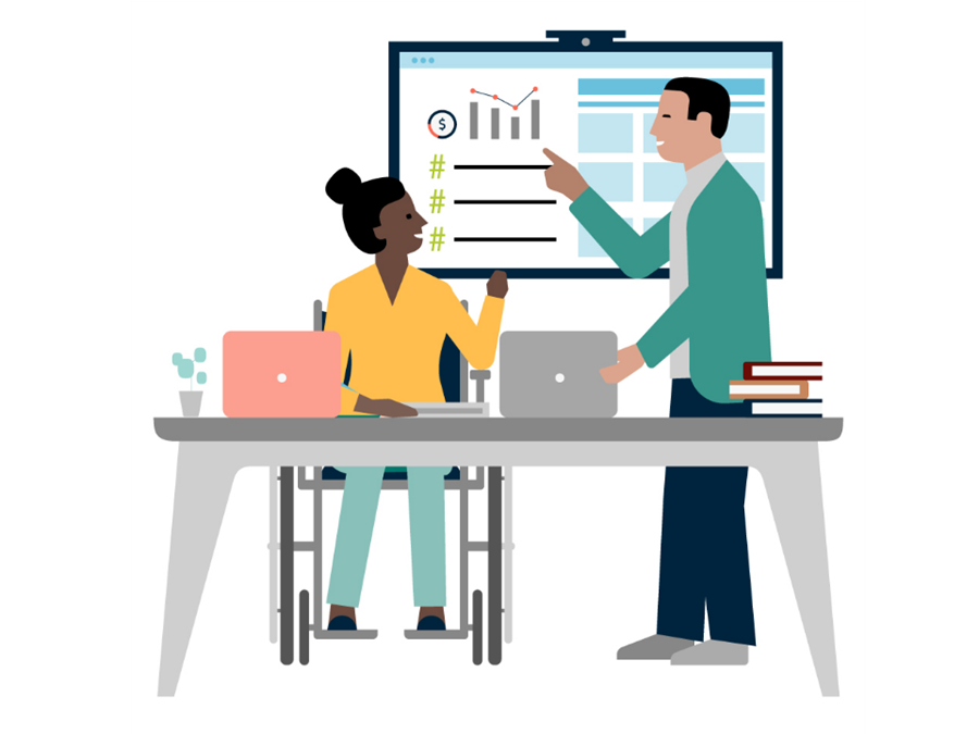 A female and a male working infographic