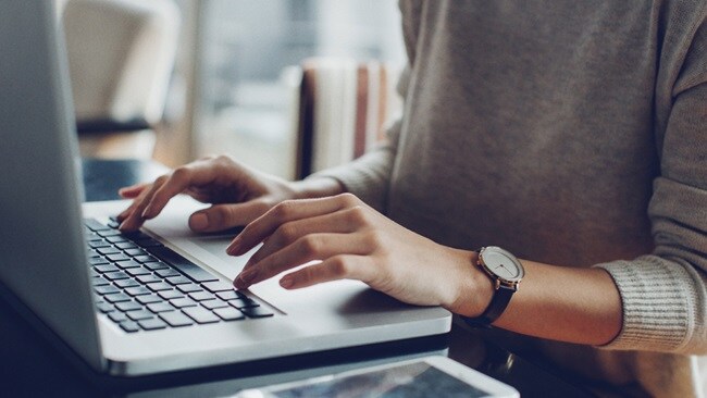 person working on laptop