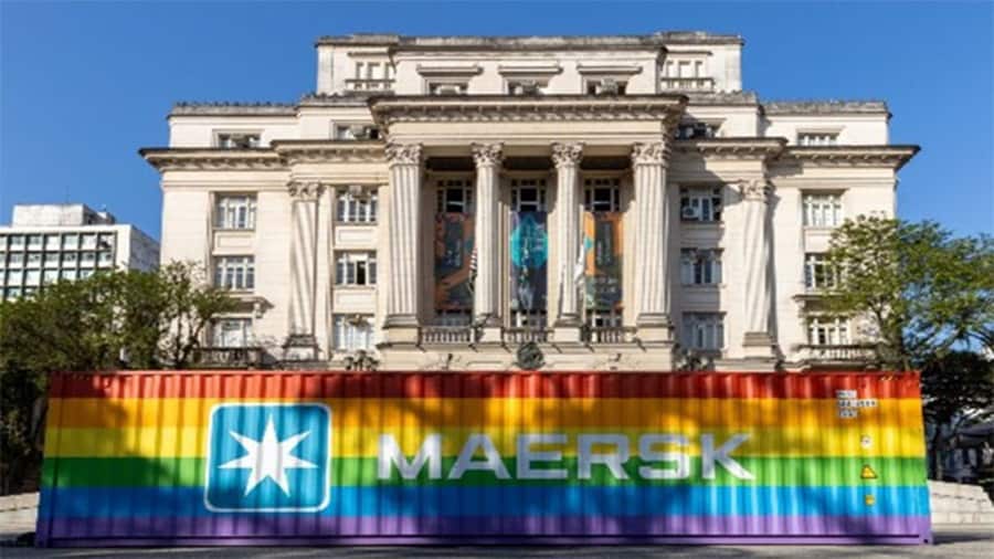 Maersk rainbow container arrives in Latin America