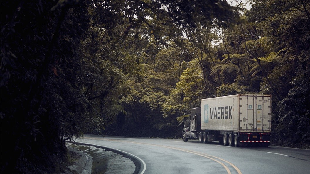 Maersk truck driving on the road