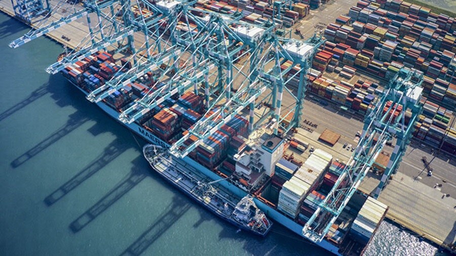 Maersk vessel at port