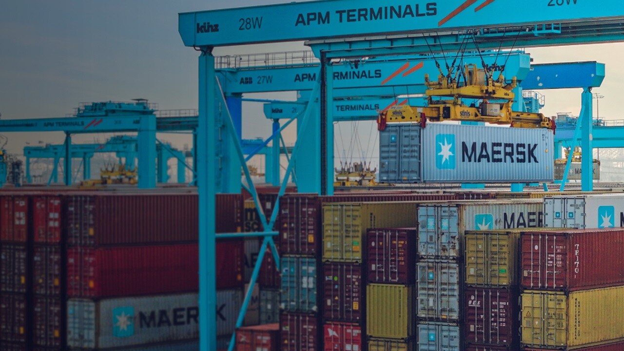 Maersk containers at a dock