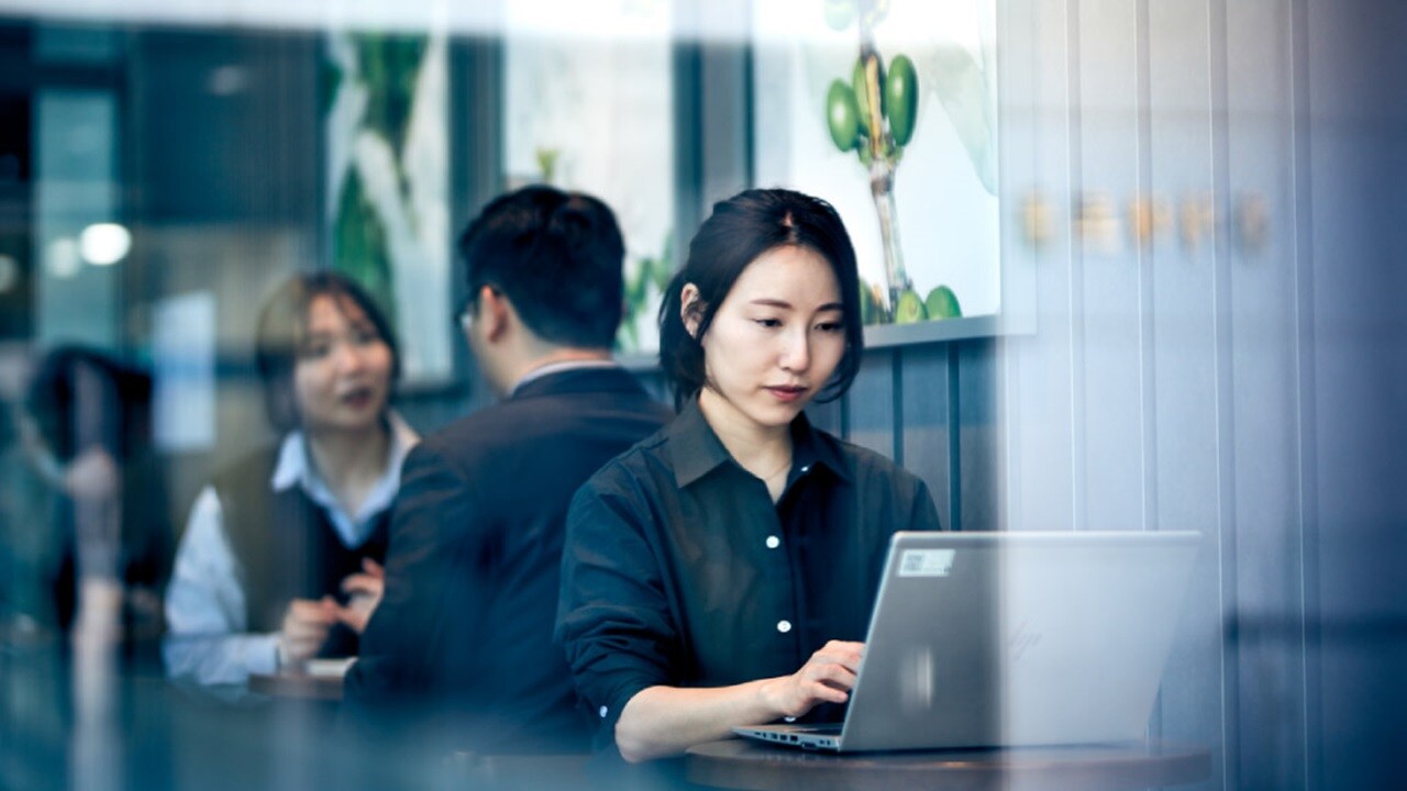 Woman working on laptop