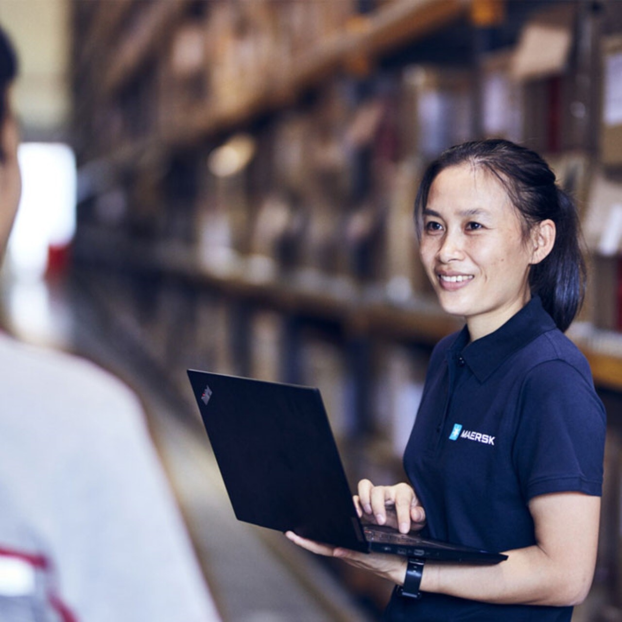 Maersk Customs Lady with Laptop
